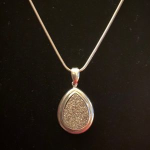 Sterling Silver Druzy Teardrop Pendant